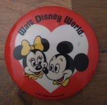 Vintage Walt Disney World Button Pinback Minnie & Mickey 3 1/2 In Diameter + Pez - $11.88
