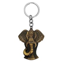 Style Textured Elephant Head Ganesha Statue Bronze Zinc Metal Keychain &amp; Keyring - £11.67 GBP