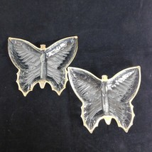 Pair Vintage Jeanette Glass Butterfly Divided Candy Nut Dish Ashtray Gold Trim - £15.46 GBP