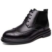 Luxurious Men Boots  New Men Ankle Boots Quality Leather Men&#39;s Dress Shoes Lace- - £56.55 GBP