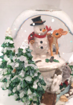 1998 VTG Christopher Radko Woodland Winds Snowman Snow Globe Musical Video RARE - £70.12 GBP