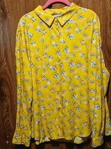 COUXILY Long Sleeve Button Down Blouses for Women - XXL - Yellow Blue Flora - $8.50