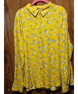 COUXILY Long Sleeve Button Down Blouses for Women - XXL - Yellow Blue Flora - $156.31 MXN