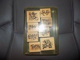 Stampin Up Everyday Expressions 1997 Retired Vintage Rubber Stamp Set of 8 EUC - £18.27 GBP