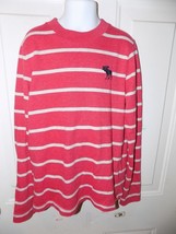 Abercrombie Kids Muscle Fit Long Sleeve Red Striped Shirt Size M Boy&#39;s EUC - £14.41 GBP