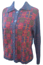 Vtg Pendleton Sweater Petite Sz P Cardigan plaid textured preppy light a... - £23.35 GBP
