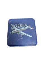 FOSSIL Vintage 2000 Airplane Themed Logo 3.5&quot;x3.5&quot; Metal Tin Box - £7.98 GBP