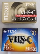 2 VHS-C Tapes 1 Maxell HGX-Gold TC-30 &amp; 1 TDK HG Ultimate VHS-C 30 BRAND... - £7.00 GBP
