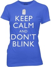 Doctor Who, The Tardis &amp; Words &quot;Keep Calm and Don&#39;t Blink&quot; Baby Doll T-Shirt NEW - £11.59 GBP