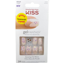 NEW Kiss Nails Gel Fantasy Press Glue Manicure Medium Swarovski White Glitter - £13.49 GBP