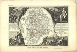 VICTOR LEVASSEUR Department of Seine and Marne 14&quot; x 21&quot; Lithograph 1846... - $1,033.10 MXN