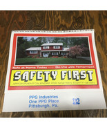 Vintage PPG industries Pittsburgh 1987 wall hanging paper safety first c... - $19.75