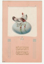 Vintage Postcard Easter Chickens Sit on Decorated Egg Art Nouveau 1911 Embossed - £6.15 GBP