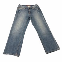 Limited Too Jeans Super Low Medium Wash Blue Denim Faded Distressed Girls 12 Reg - £14.34 GBP