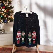 Vtg Tiara Cardigan Christmas Nutcrackers Size 1X Ugly Cute Christmas Party  - $25.74
