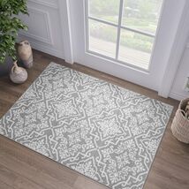 jinchan Area Rug 2x3 Moroccan Washable Non Slip Grey Floral Carpet - $272.63 MXN