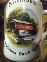 Vintage Allentown PA Dutch Covered Bridge Country Stoneware  Mug Allento... - $24.90