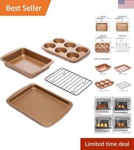 Non-Stick Toaster Oven Bakeware Set 4-Piece, Carbon Steel, Easy to Clean... - $30.09