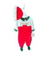 Vintage Infant Size Newborn to 6 Months Red Velour Baby Christmas Outfit... - $11.75