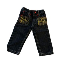 Pelle Pelle Boys INfant Baby Size 12 months jeans Black Gold Logo Front Pockets - £15.81 GBP