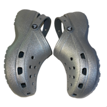 Crocs Classic Platform Glitter Clog Women’s Size 9 Silver NEW Tags No Box - £70.81 GBP