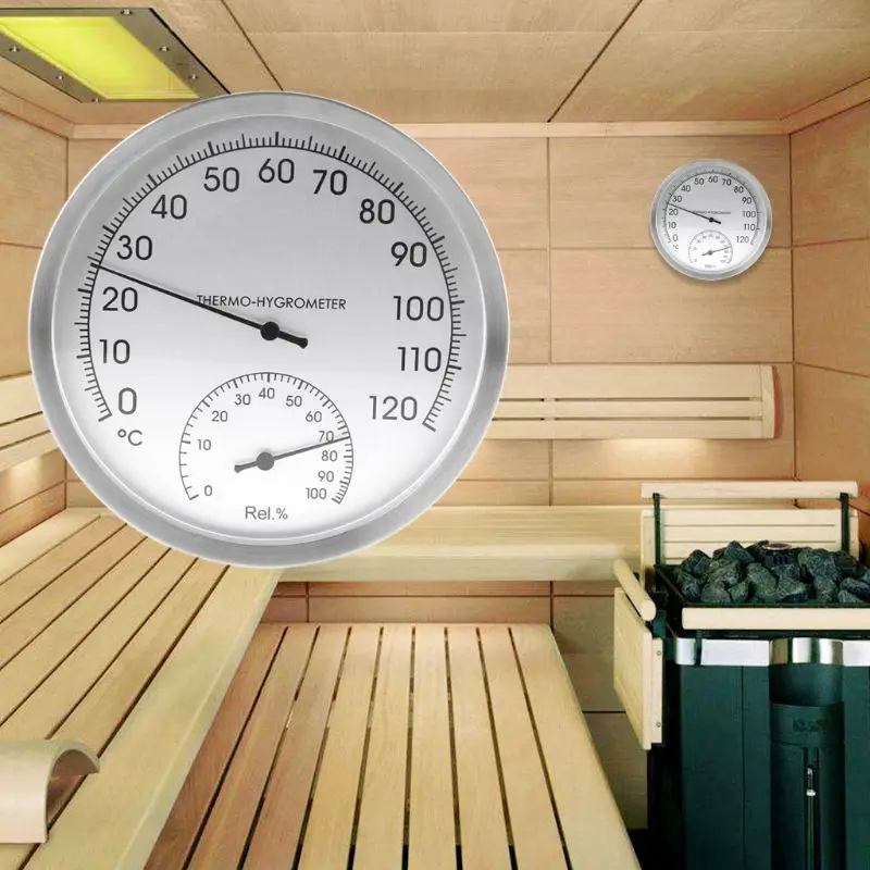 127mm 5&quot; Thermometer Hygrometer Wall Hung Stainless Steel Indoor Outdoor Sauna R - £176.10 GBP