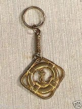 Vintage Nautical Life Preserver Anchor Solid Brass Keychain Navy Coast Guard - £15.86 GBP