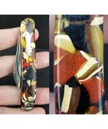 rare antique pocket knife Kent NY USA old celluloid marbled 1930&#39;s - $44.99