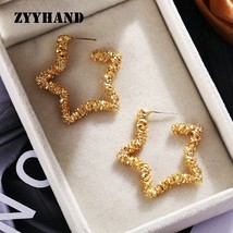 ZYYHAND Gold Color Star Shape Women Earrings Irregular Lady Sexy Night Club Anni - £6.36 GBP