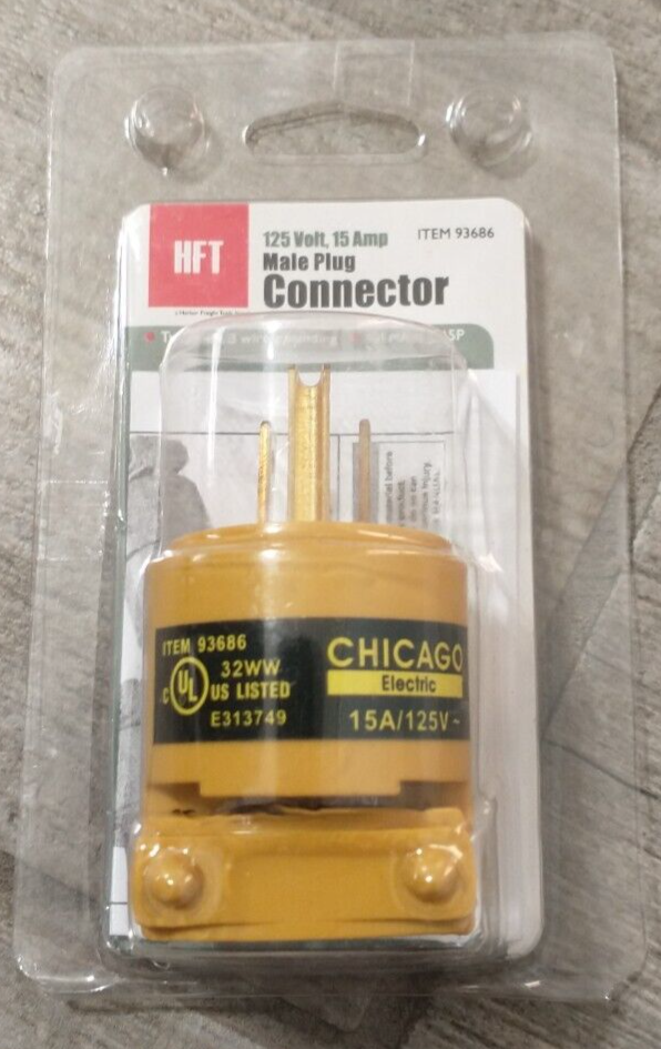 Chicago Electric Two Pole, 3-Prong 15A, 125V Male Plug - $4.94