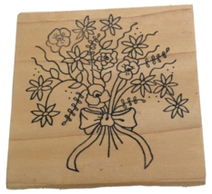 Great Impressions Rubber Stamp Flower Bouquet Long Stems Bow Ribbon Card... - £3.89 GBP