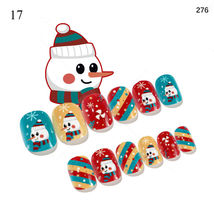 24PCS Kids Christmas Fake Nails Press On Model #17 - £4.64 GBP