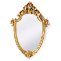 Vintage 16.9 X 11.8 Inch Decorative Wall Mirror Gold Shield Shape - £43.77 GBP