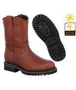 Mens Chedron Leather Work Boots Rubber Soles Slip Resistant Soft Toe Botas - $88.88 CAD