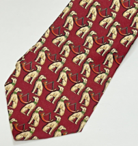 Salvatore Ferragamo Silk Tie Necktie Hunting Dog and Horn - £70.73 GBP