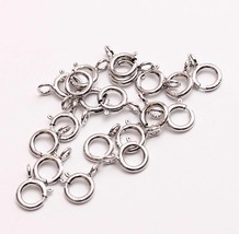 1 pc  5.0 mm 14k Solid White Gold Spring Ring Clasp open jump ring LOCK - £7.81 GBP