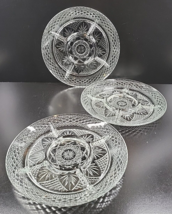 3) Cristal D&#39;Arques Antique Clear Round 5 Part Relish Set Cut Etch Tray Dish Lot - £55.28 GBP