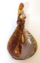 Acrylic or  Art Glass Lampwork-esque Pendant Bead Twisted Teardrop Brown  Silver - £6.32 GBP