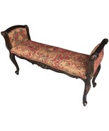 Bench Carved French Legs Medallion Serpentine Arms Red Chenille Designer... - £777.97 GBP