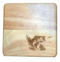 New Cheese Board Trivet Wood Laser Etched Big Mouth Bass 6&quot; - £14.85 GBP