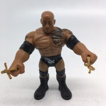 WWE Bend N Bash The Rock 5.5&quot; Inch Mattel Stretch Arm Wrestling Figure - £6.22 GBP