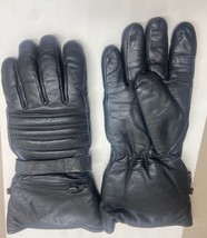 Thinsulate Firstline Leather Motorcycle Gloves Mens XL Black Zipper Pockets - £19.45 GBP