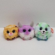 Ty Puffies Beanie Ball Plush Lot Of 3 - Green Cat, Orange Cat, Purple Mouse - $367.21 MXN