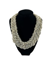 White Seed Bead Necklace Braided Bridal Wedding 21&quot; Sparkle Statement Summer - £15.03 GBP