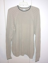 COLUMBIA MEN&#39;S LS TAN COTTON RIBBED CREW-NECK SWEATER-XXL-BARELY WORN-NW... - £6.04 GBP