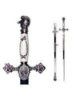 Munetoshi Masonic Knights Templar Ceremonial Sword Chrome Fittings Red Crosses 2 - $207.04 CAD