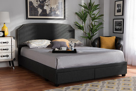 Louise Dark Gray Fabric Upholstered 2-Drawer Queen Size Platform Storage... - $11,449.65 MXN