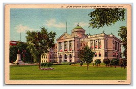 Lucas County Court House Square Toledo Ohio OH UNP Linen Postcard N24 - £2.33 GBP