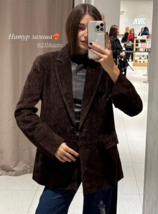 ZARA BNWT 2025. BROWN LEATHER STRAIGHT BLAZER JACKET. 3046/366/700 - $227.82