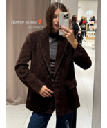 ZARA BNWT 2025. BROWN LEATHER STRAIGHT BLAZER JACKET. 3046/366/700 - €193,02 EUR